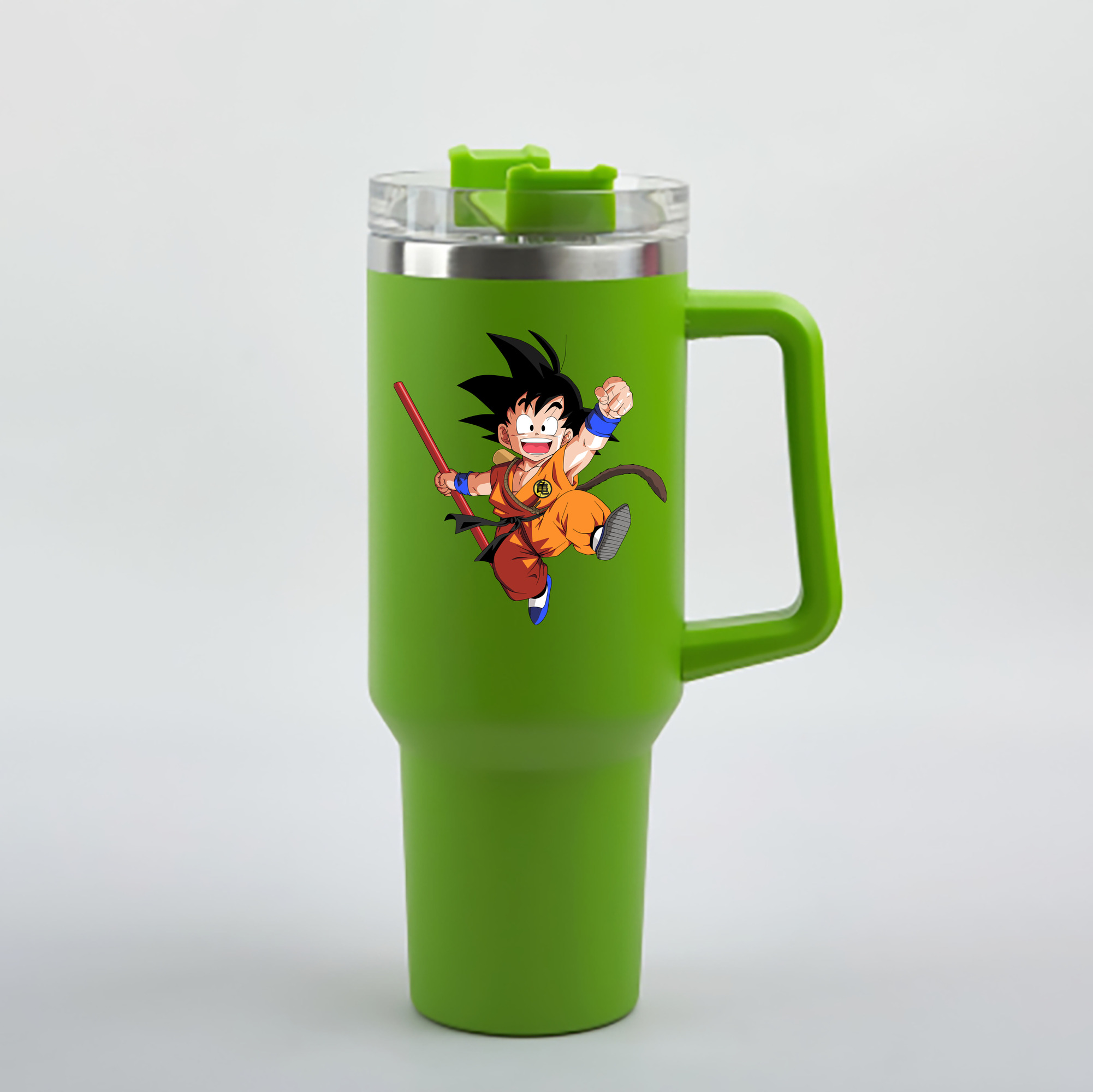 （画像用） ドラゴンボール 孫悟空（そん ごくう）Son Goku カカロット DRAGON BALL Kakarotto 1200mL車用タンブラー - クリスタルステッカー（プラスチックストロー付き）